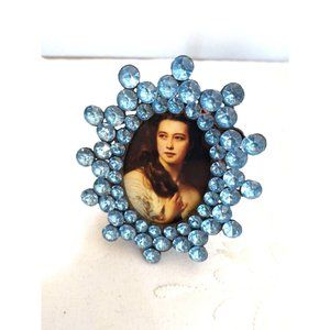 Small Jeweled Picture Frame for 2 x 2 I photo surrounded by Nice Blue crystals